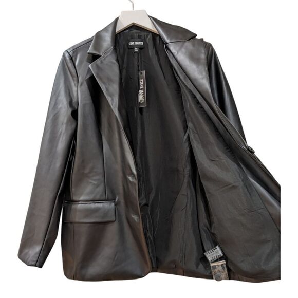 Steve Madden Women's Faux Leather Two Button Blazer Jacket Size M NWT - Picture 3 of 9